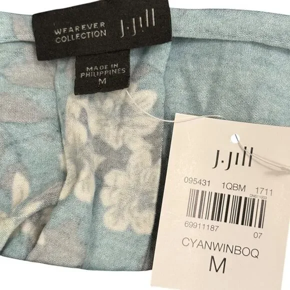 J Jill Wearever Collection Womens Floral Knit Stretch 3/4 Sleeve Blue Top NWT M - Picture 16 of 16